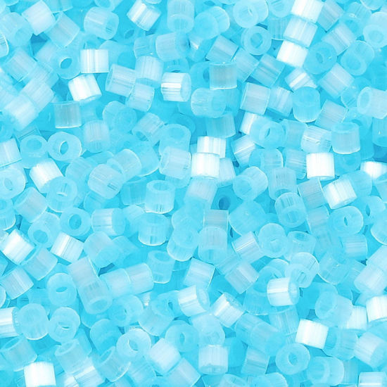 Picture of Glass Delica Seed Beads Round Bugle Skyblue Cat's Eye Imitation About 2.5mm Dia., Hole: Approx 1mm, 10 Grams