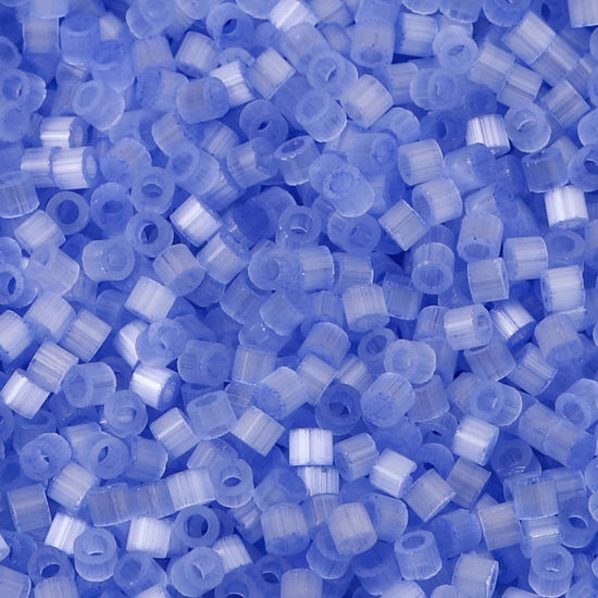 Picture of Glass Delica Seed Beads Round Bugle Lake Blue Cat's Eye Imitation About 2.5mm Dia., Hole: Approx 1mm, 10 Grams