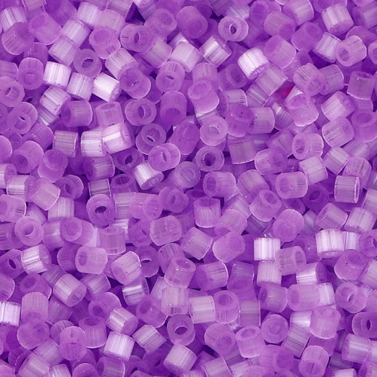 Picture of Glass Delica Seed Beads Round Bugle Purple Cat's Eye Imitation About 2.5mm Dia., Hole: Approx 1mm, 10 Grams