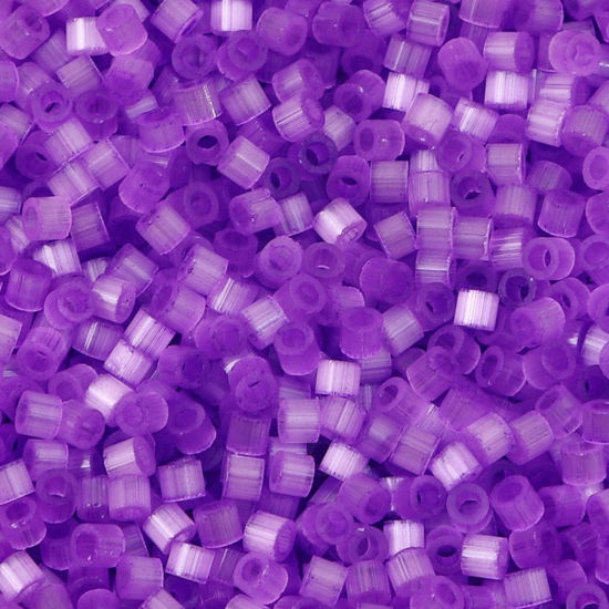 Picture of Glass Delica Seed Beads Round Bugle Dark Purple Cat's Eye Imitation About 2.5mm Dia., Hole: Approx 1mm, 10 Grams