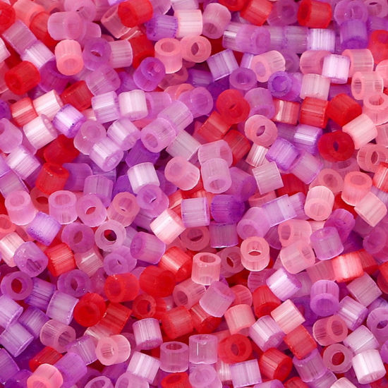 Picture of Glass Delica Seed Beads Round Bugle Red & Purple Cat's Eye Imitation About 2.5mm Dia., Hole: Approx 1mm, 10 Grams