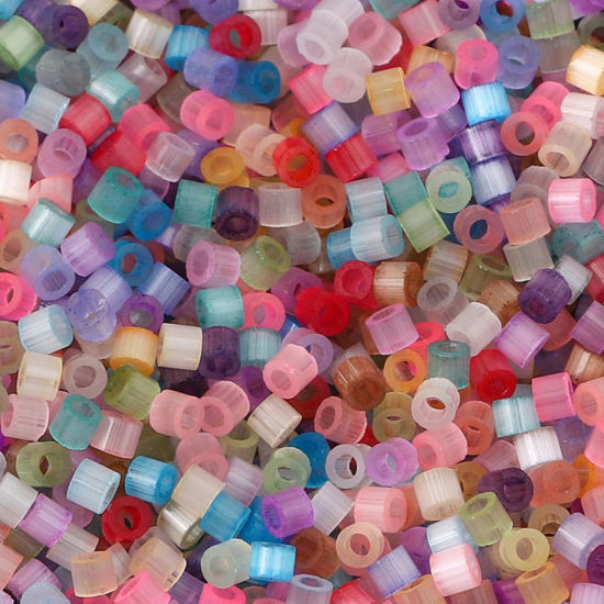 Picture of Glass Delica Seed Beads Round Bugle At Random Color Mixed Cat's Eye Imitation About 2.5mm Dia., Hole: Approx 1mm, 10 Grams