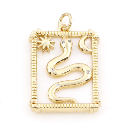 Изображение Перламутр+Латунь галактика Подвески Змея 18K настоящее золото с покрытием Солнце 28мм x 18мм, 1 ШТ