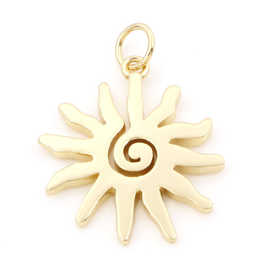 Изображение Латунь галактика Подвески Солнце 18K настоящее золото с покрытием Спираль 25мм x 18.5мм, 2 ШТ