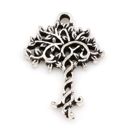 Picture of Zinc Based Alloy Charms Antique Silver Color Tree Of Life 25mm x 17mm, 10 PCs