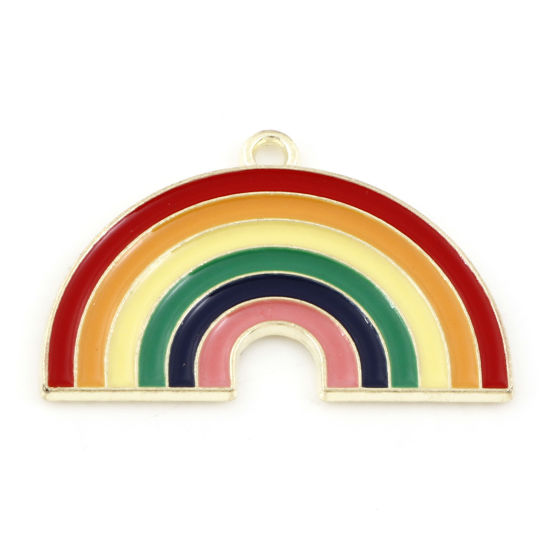 Picture of Zinc Based Alloy Weather Collection Charms Gold Plated Multicolor Rainbow 3.2cm x 2cm, 10 PCs