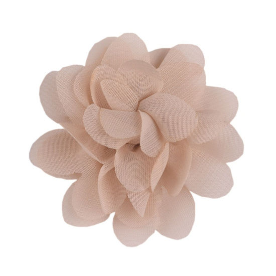 Изображение Шифон Искусственный Цветок Украшения Светло-Коричневый 5см диаметр, 10 ШТ