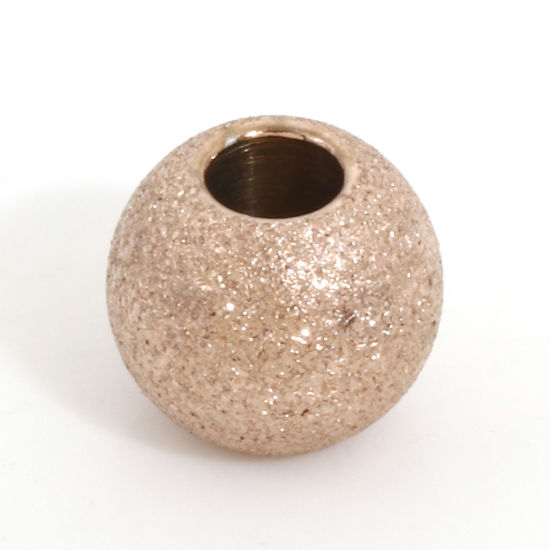 Picture of Eco-friendly PVD Vacuum Plating 304 Stainless Steel Beads For DIY Jewelry Making Round Rose Gold Sparkledust 8mm Dia., Hole: Approx 2.8mm, 10 PCs