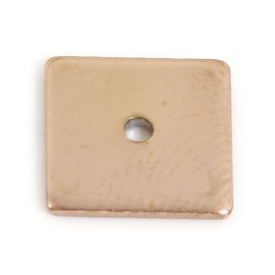 Imagen de Recubrimiento al Vacío PVD Ecológico 304 Acero Inoxidable Perlas Espaciadoras para Hacer Pulseras DIY Hallazgos para Hacer Joyas Cuadrado Oro Rosa 6mm x 6mm, Agujero: Aprox 1mm, 10 Unidades