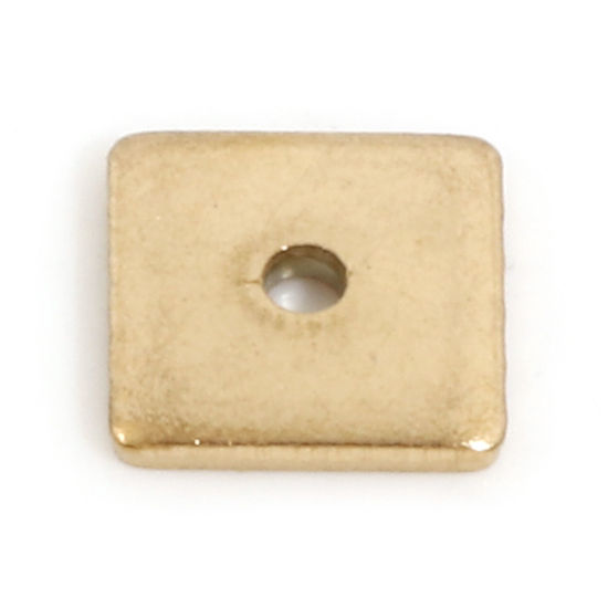 Immagine di Placcatura Sottovuoto PVD Ecologica 304 Acciaio Inossidabile Perline Distanziatrici per Gioielli Fai-da-te che Fanno Risultati Quadrato Placcato Oro 18K 8mm x 8mm, Buco: Circa 1mm, 10 Pz