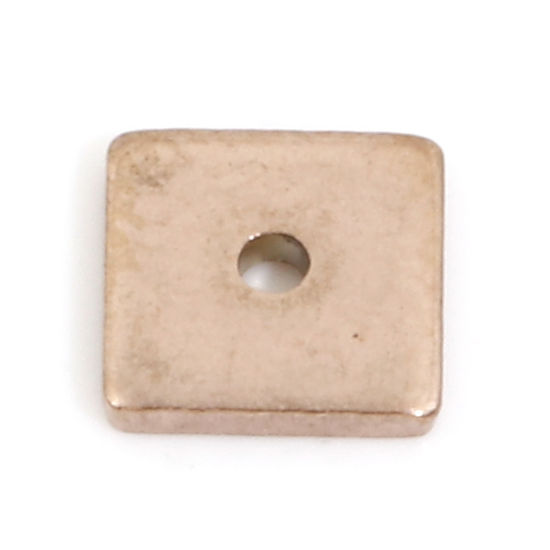 Immagine di Placcatura Sottovuoto PVD Ecologica 304 Acciaio Inossidabile Perline Distanziatrici per Gioielli Fai-da-te che Fanno Risultati Quadrato Oro Rosa 8mm x 8mm, Buco: Circa 1mm, 10 Pz