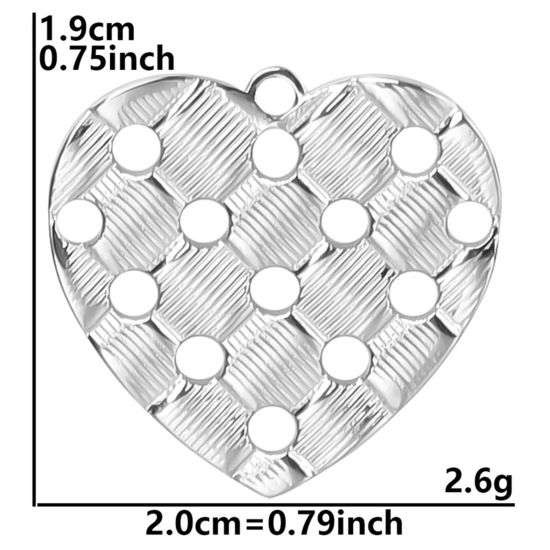 Immagine di Ecologico 304 Acciaio Inossidabile Charms Cuore Tono Argento 20mm x 19mm, 3 Pz