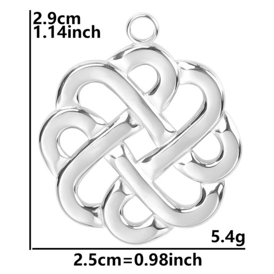 Immagine di Ecologico 304 Acciaio Inossidabile Charms Nodo Tono Argento 29mm x 25mm, 3 Pz