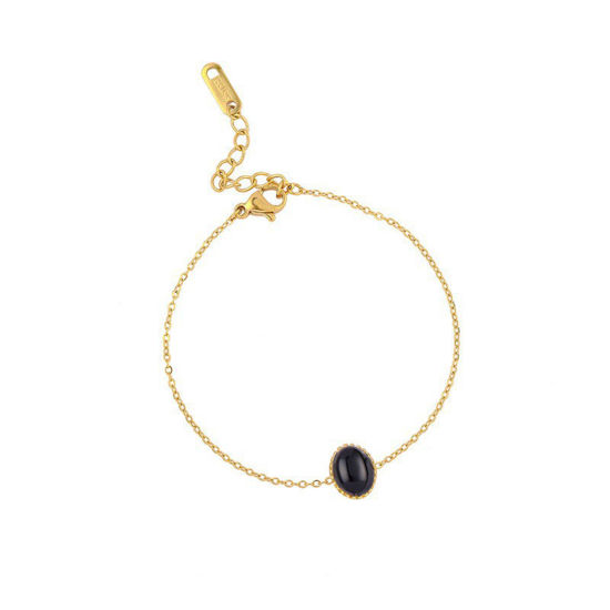 Imagen de Enchapado al Vacío Ecológico 304 Acero Inoxidable Estilo Ins Cable Cadena Cruz Pulseras 18K Oro lleno 16cm longitud, 1 Unidad