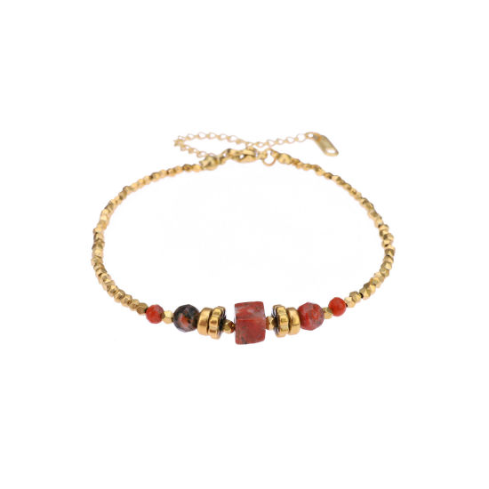 Imagen de Enchapado al Vacío Ecológico 304 Acero Inoxidable Estilo Ins Cable Cadena Cruz Pulseras 18K Oro lleno 16cm longitud, 1 Unidad