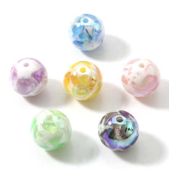 Image de Perles pour DIY Fabrication de Bijoux en Acrylique Couleur Mélangée Au Hasard Couleur AB Balle Perlaire Trou: env. 2.2mm, 10 Pcs
