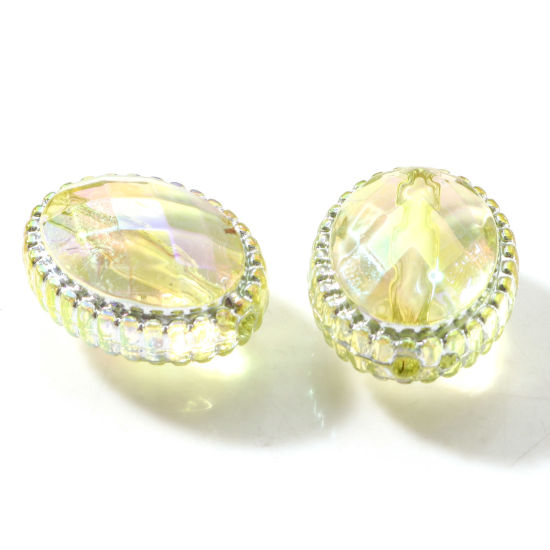 Image de Perles pour DIY Fabrication de Bijoux en Acrylique Jaune Clair Couleur AB Ovale 20mm x 16mm, Trou: env. 1.7mm, 10 Pcs