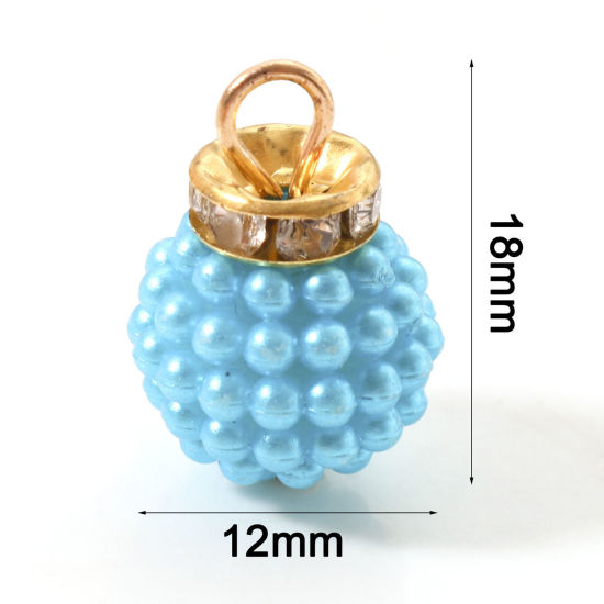 Изображение ABS Пластик Подвески Cфера Случайный смешанный цвет Имитация жемчуга 18мм x 12мм, 50 ШТ