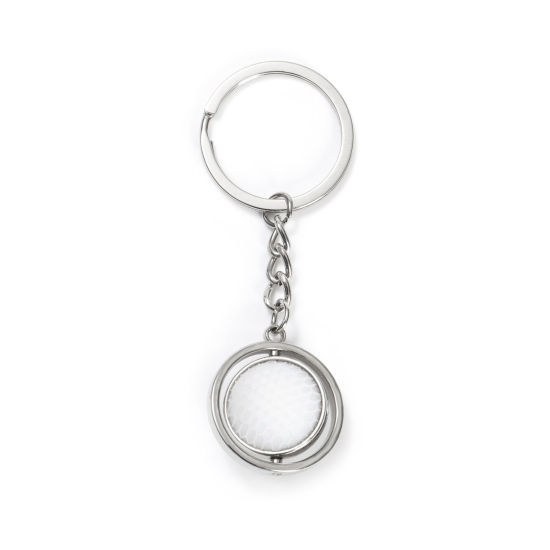 Picture of Sport Keychain & Keyring Silver Tone Ball Rotatable 8.5cm x 3cm, 1 Piece