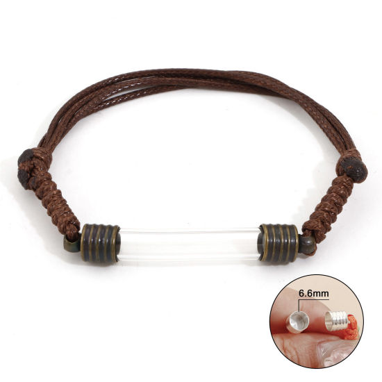Picture of Transparent Glass Globe Bubble Bottle Braided Bracelets Accessories Findings Coffee Curved Tube Can Open 26cm long - 22cm long, 1 Piece