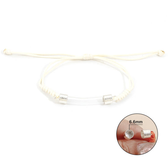 Image de Bracelets Tressés Accessoires Fiole Globe Transparent en Verre Crème Tube Courbé Pouvoir Ouvrir 26cm long, 1 Pièce