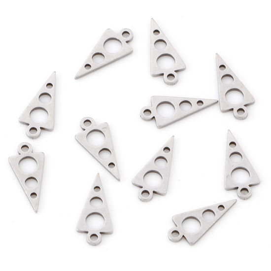 Image de Breloques en 201 Acier Inoxydable Série Géométrie Triangle Argent Mat Creux 13mm x 6mm , 10 Pcs