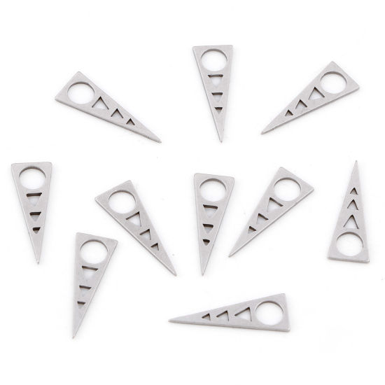 Image de Breloques en 201 Acier Inoxydable Série Géométrie Triangle Argent Mat Creux 22mm x 8mm , 10 Pcs