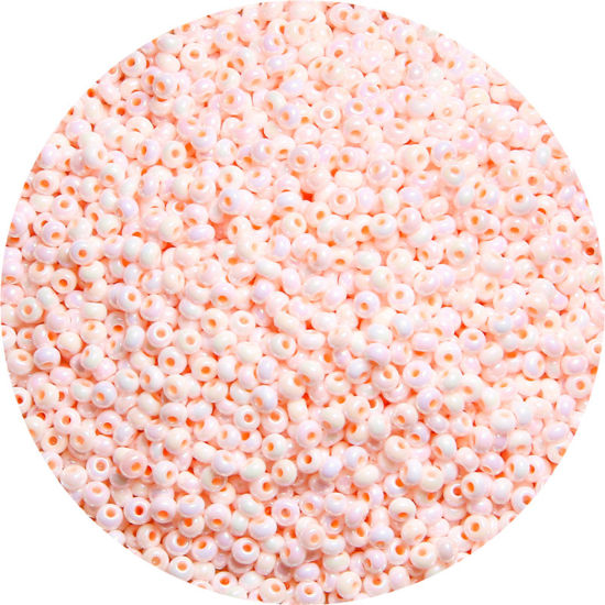 Picture of Ceramic Seed Beads Round Rocailles Orange Colorful About 3mm Dia., 20 Grams ( 660 PCs/Packet)