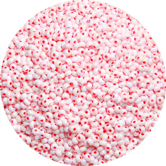 Picture of Ceramic Seed Beads Round Rocailles Red Colorful About 3mm Dia., 20 Grams ( 660 PCs/Packet)