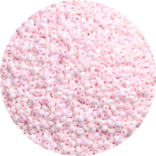 Picture of Ceramic Seed Beads Round Rocailles Pink Colorful About 3mm Dia., 20 Grams ( 660 PCs/Packet)