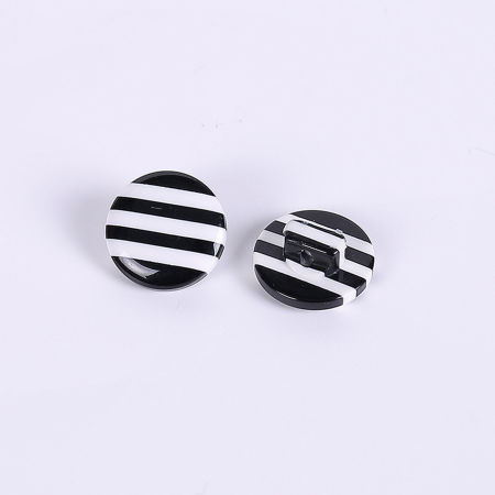 Bild von Harz Knöpfe Ösenknöpfe Rund Regenbogen Muster Schwarz 14mm D., 50 Stück