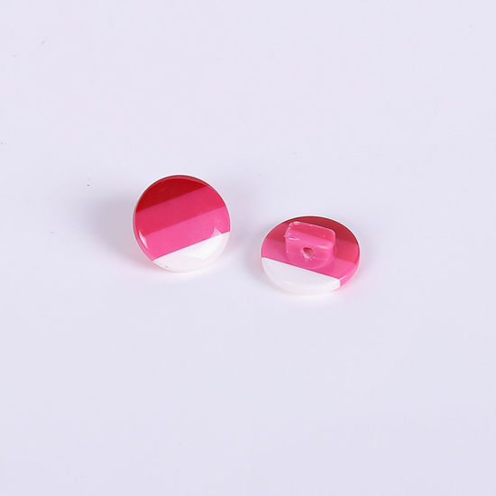 Picture of Resin Sewing Shank Buttons Round Rainbow Pattern Pink 14mm Dia, 50 PCs