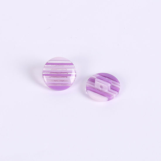 Picture of Resin Sewing Shank Buttons Round Rainbow Pattern Purple 14mm Dia, 50 PCs
