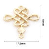 Imagen de Latón Conectores Dijes Colgantes Nudo 18K Oro Real Chapado 18mm x 17.5mm, 3 Unidades