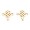 Imagen de Latón Conectores Dijes Colgantes Nudo 18K Oro Real Chapado 18mm x 17.5mm, 3 Unidades