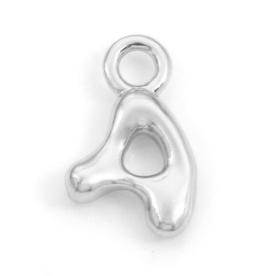 Изображение Латунь Подвески Буква Настоящее платиновое покрытие Сообщение A " 13мм x 8мм, 3 ШТ