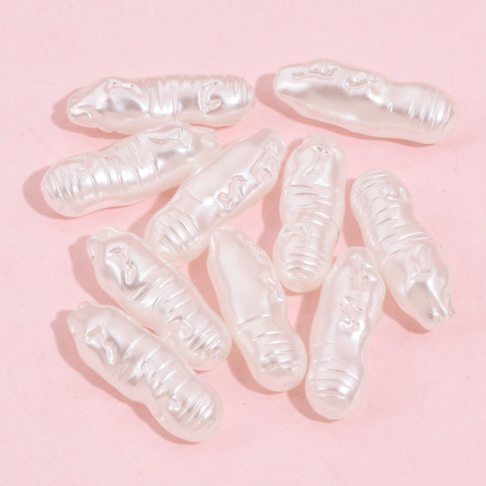 Immagine di Acrilato Barocco Perline per la Creazione di Gioielli con Ciondoli Fai-da-te Bianco Ovale Imitata Perla Circa 23mm x 8mm, Foro: Circa 1.1mm, 100 Pz