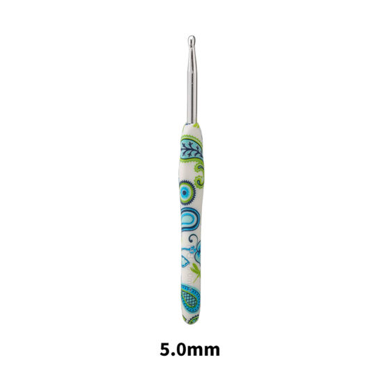 Изображение 5мм Алюминий(Без Кадмия)+Пластик Алюминиевые крючки для вязания Зеленый 15см длина, 1 ШТ