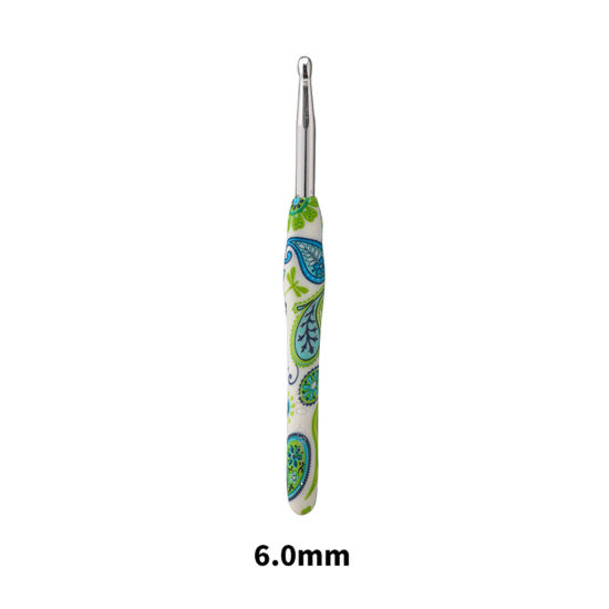 Изображение 6мм Алюминий(Без Кадмия)+Пластик Алюминиевые крючки для вязания Зеленый 15см длина, 1 ШТ
