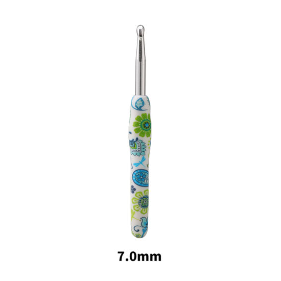 Изображение 7мм Алюминий(Без Кадмия)+Пластик Алюминиевые крючки для вязания Зеленый 15см длина, 1 ШТ