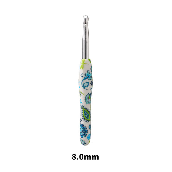 Изображение 8мм Алюминий(Без Кадмия)+Пластик Алюминиевые крючки для вязания Зеленый 15см длина, 1 ШТ