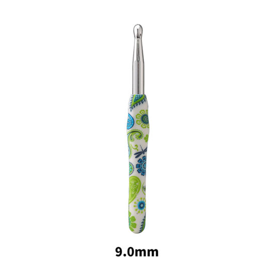 Изображение 9мм Алюминий(Без Кадмия)+Пластик Алюминиевые крючки для вязания Зеленый 15см длина, 1 ШТ