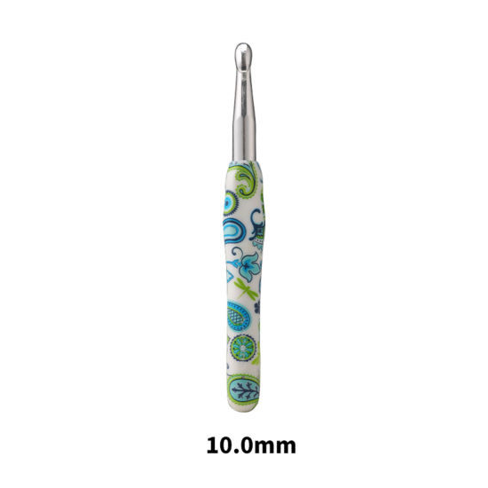 Изображение 10мм Алюминий(Без Кадмия)+Пластик Алюминиевые крючки для вязания Зеленый 15см длина, 1 ШТ