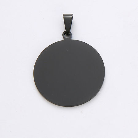 Image de 1 Pièce Pendentif BreloqueÉtiquettes d'Estampage Vierges en 201 Acier Inoxydable Rond Noir Polissage Miroir 25mm Dia