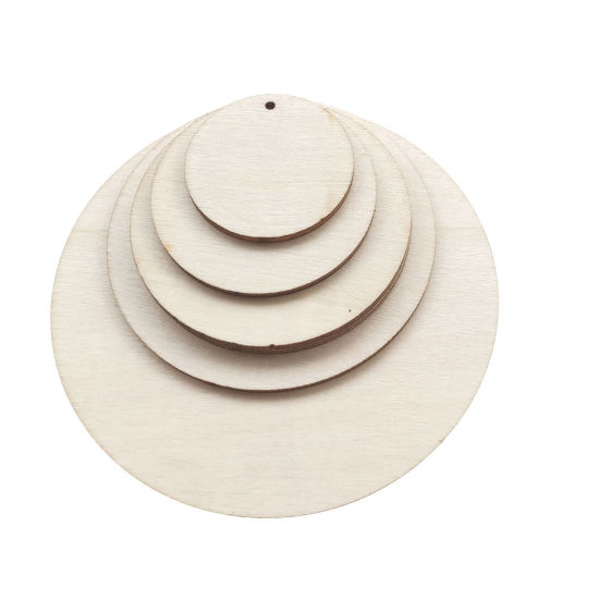 Изображение Деревянные Аксессуары для поделок ручной работы Естественный цвет Круглые 30мм диаметр, 1 Пакет ( 50 ШТ/Пакет)