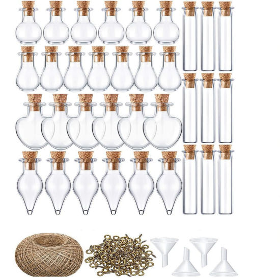 Bild von 1 Set 50 PCs/Set Glaskugel Flasche Für Ohrring Ring Halskette Transparent