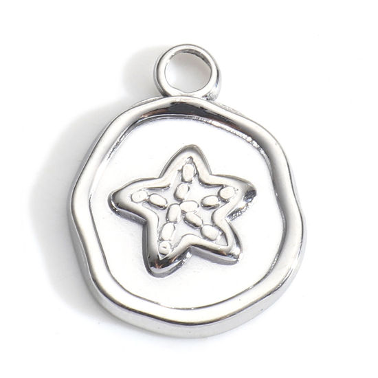 Picture of 304 Stainless Steel Ocean Jewelry Charms Silver Tone Irregular Star Fish 16.5mm x 13mm, 3 PCs