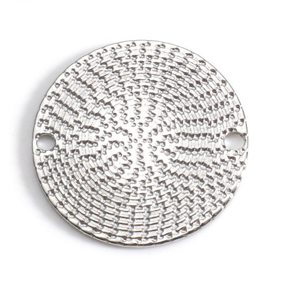 Image de Connecteurs Pendentifs Breloques en 304 Acier Inoxydable Série Géométrie Rond Argent Mat Texture 20mm Dia., 3 Pcs
