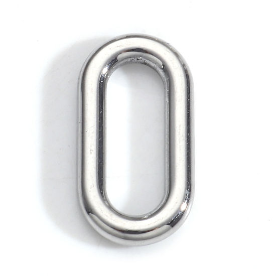 Imagen de 304 Acero Inoxidable Serie de Geometría Conectores Dijes Colgantes Óvalo Tono de Plata Hueco 19mm x 10mm, 3 Unidades