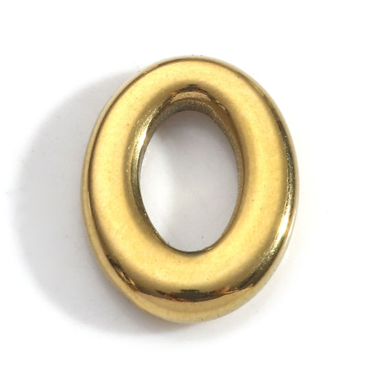 Imagen de 3 Unidades Recubrimiento al Vacío PVD Ecológico 304 Acero Inoxidable Geométrico Conectores Dijes Colgantes Letra O Chapado en Oro de 18K Hueco 14mm x 11mm